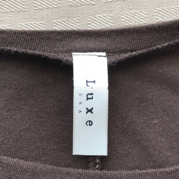 LUXE Size M Brown Super Soft Drape Sleeve Top - Picture 5 of 5